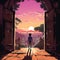Anime-inspired Sunset: A Vibrant Journey With Youthful Protagonists