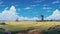 Anime-inspired Windmills And Wild Flowers: Detailed Pixel Art With Realistic Color Schemes