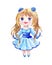 Anime is a little girl in a blue dress with two lovely tails. Ch