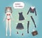 Anime manga girl. A paper doll for playing girls. In lace