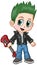 Anime Punk Rocker Boy Vector Cartoon