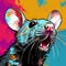 Anime Rat Pop Art Painting: Vibrant Colors And Expressive Gestures