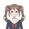 Anime schoolgirl. Cartoon character in Japanese classical style. Manga avatar