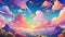 Anime sky with colorful clouds