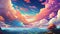Anime sky with colorful clouds