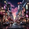 Anime-style night city with vibrant realism and detailed buildings