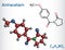 Aniracetam molecule. It is nootropic drug used to ameliorate memory, attention disturbances. Structural chemical formula, molecule