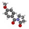 Aniracetam nootropic drug molecule. 3D rendering. Atoms are represented as spheres with conventional color coding: hydrogen white