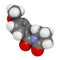 Aniracetam nootropic drug molecule. 3D rendering. Atoms are represented as spheres with conventional color coding: hydrogen white