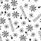 Anis star and spices seamless pattern. Hand drawn.