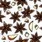 Anise Star Seed, Slices of Pear, Pieces of Diced Apple Seamless Endless Pattern. Seasonal Background. Spice and Flavor Mulled Wine
