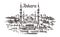 Ankara skyline sketch, Kocatepe Mosque hand drawn illustration