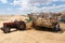 Ankara/Turkey-August 09 2020: .Traditional haymaking with tractors and thresher