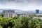 Ankara, Turkey - July 24, 2018: View above of Ankara houses with tiled roofs and skyscrapers