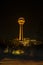 Ankara/Turkey-March 02 2019- Atakule tower with Atakule shopping mall in the evening