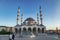 ANKARA, TURKEY - OCTOBER12, 2019: New Melike Hatun Mosque, close to Genclik Park, in Ankara, Turkey at sunset