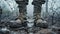 Ankle boots of a soldier standing strong in the thick mud of war