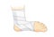 Ankle and foot with white elastic bandage.