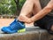 Ankle injury, man runner ankle pain