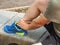 Ankle injury, man runner ankle pain