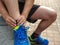 Ankle injury, man runner ankle pain