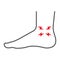 Ankle pain thin line icon, body and pain, leg injure sign, vector graphics, a linear pattern on a white background.