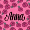 Anna Name card with lovely pink roses. Vector illustration.