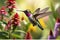 Anna\\\'s Hummingbird: Ethereal Mid-Flight Hover with Iridescent Feathers and Delicate Wings in Sunlight