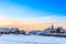 Annaassisitta Oqaluffia, church of our Saviour in sunset lights, Historical center of Nuuk city, Greenland