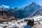 Annapurna base camp view of Machapuchre mountain