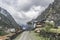 Annapurna Circuit trail from Taleku to Manang with small villages on the way