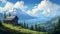 Annapurna Iii Cabin: Anime Wallpaper Art With Stunning Mountain Scenery