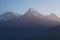 Annapurna mountain on himalaya rang mountain in the morning seen from Poon Hill, Nepal - Blue Nature view