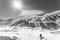 Annapurna, Nepal - November 13, 2015: Tourist takes pictures of Himalaya mountains near Tilicho lake, Annapurna Circle, Nepal