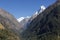 Annapurna sanctuary trek - approaching the valley with Machapuchare looming in front