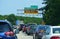 Anne Arundel County, Maryland, U.S.A - August 15, 2021 - The heavy traffic on Route 301 near Sandy Point State Park in the summer