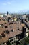 Annecy city, roofs, church and lake, Savoy, France