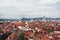 Annecy city  top view. Tile roofs  Cathedral