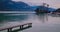 annecy france, pier near the lake of annecy, called as the venice of the alps, historic city cultural tourism