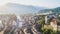 Annecy, panorama of old town historical houses and lake, France