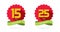 Anniversary 15 and 25 years celebrate logo vector medal or birthday jubilee 15th and 25th premium number ribbon icon set red and