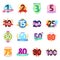 Anniversary badges vector birthday cartoon numbers emblems holiday anniversarily festive celebration birth age letter