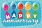 Anniversary Banner with Colorful Double Bubble Balloons, Vector Illustration