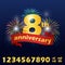Anniversary banner ribbon and number text and firework vector design