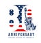 Anniversary eighty year, American flag and statue of liberty, design background