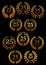 Anniversary golden heraldic laurel wreaths icons