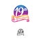 Anniversary vector unusual label. nineteen year symbol. Birthday abstract logo. 19th jubilee