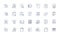 Announcements line icons collection. Notifications, Bulletins, Notices , Declarations, Statements, Updates, Dispatches