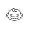 Annoyed baby face line icon