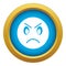 Annoyed emoticon blue vector isolated